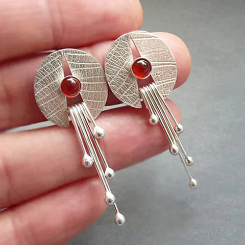 Σκουλαρίκια Hollow Red Stone Hanging Σκουλαρίκια