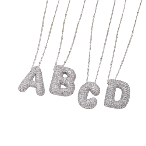 Κολιέ Bubble letter initial necklace set Λευκόχρυσο